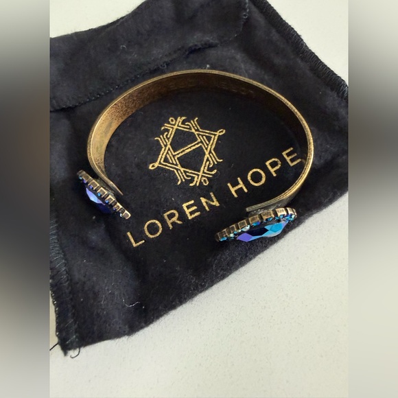 Loren Hope iridescent Gold and Blue Teardrop Bracelet cuff NWOT - Picture 3 of 6